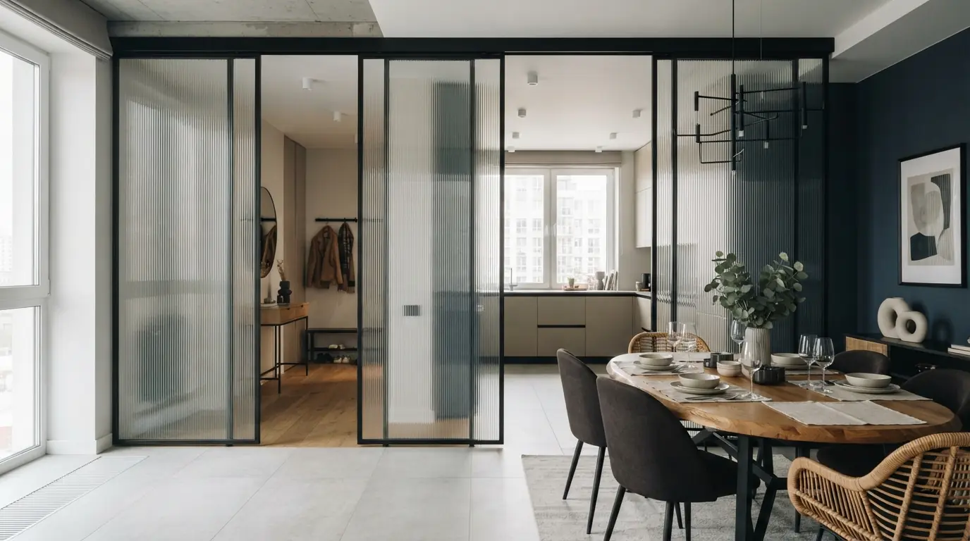 Стоимость раздвижных стеклянных дверей на заказ — вариант 1