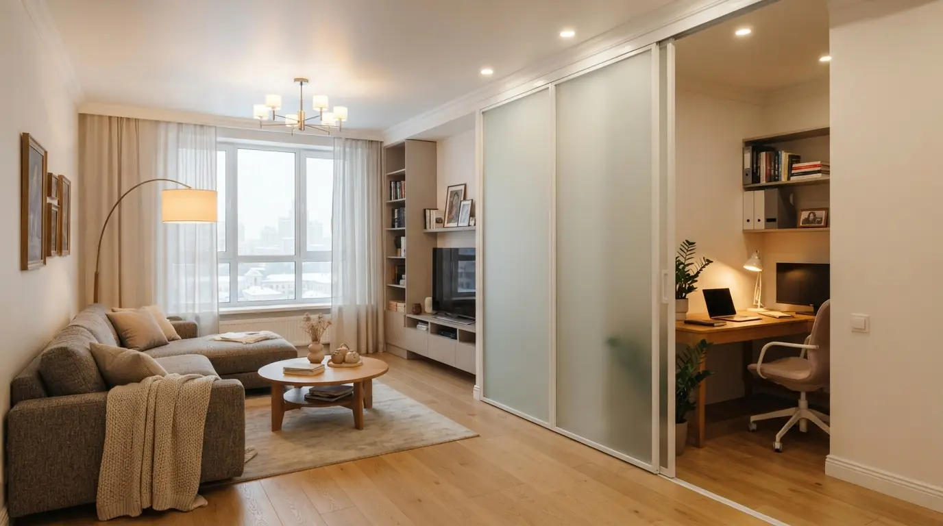 Монтаж перегородок пвх — вид со стороны помещения